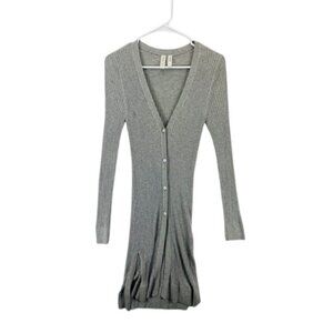 Anthropologie Meadow Rue Cali Cardigan Women’s S Gray Ribbed Button Duster Sweat